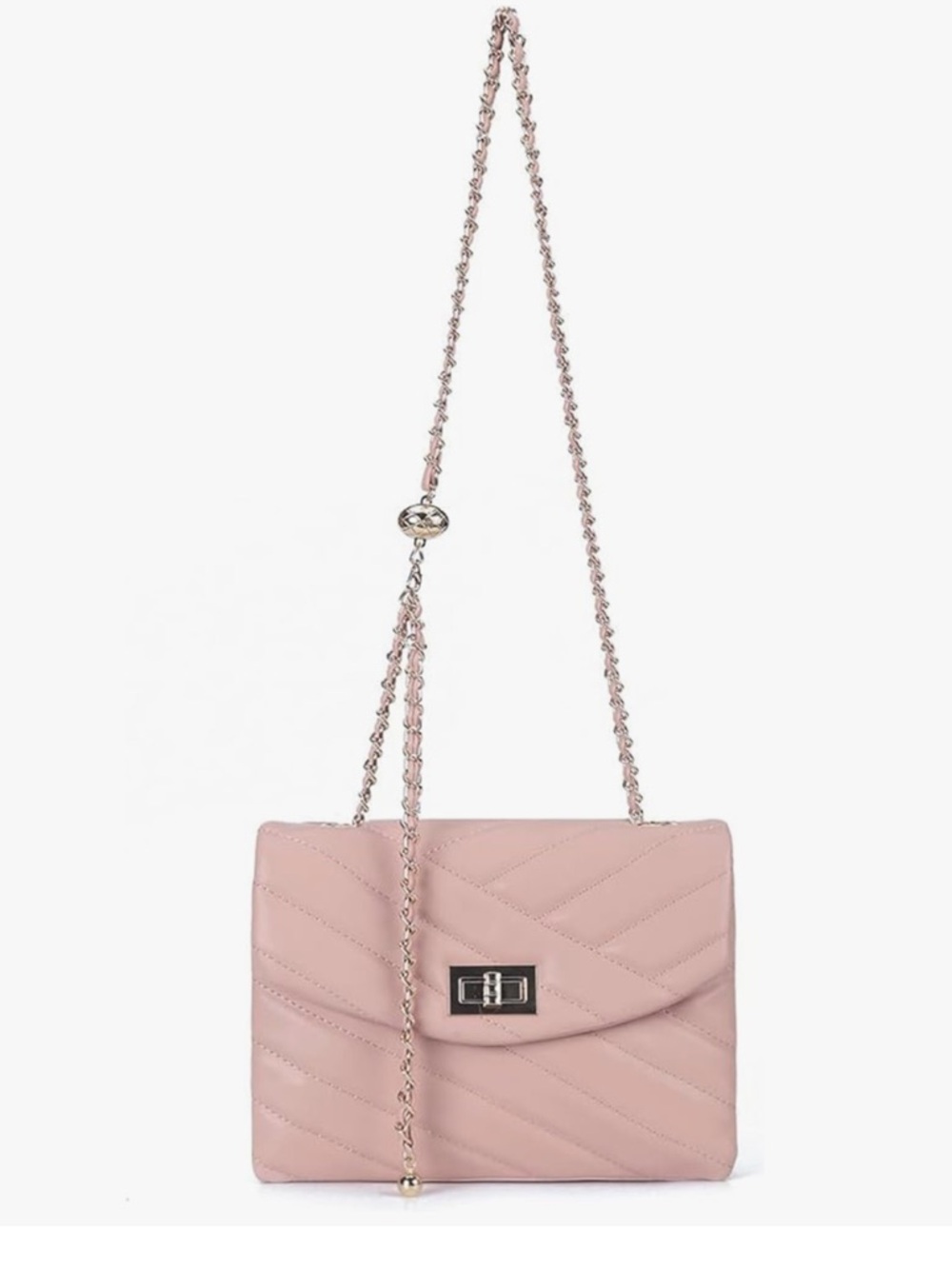 Quilted Crossbody Purse for Women, Small Flap Shoulder Bag w/ Gold Chain Elegant - Picture 5 of 8